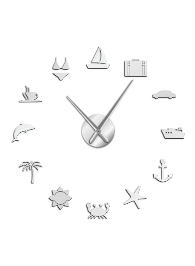 DIY Acrylic Hawaii Summer Trip Designed Wall Clock Sticker Silver 15x10x4.5cm
