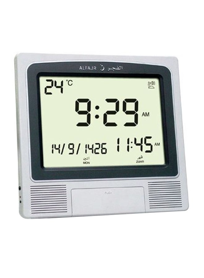 Digital Wall And Table Azan Clock For Prayer With Large LCD Display Grey 21 x 22 x 2.5cm