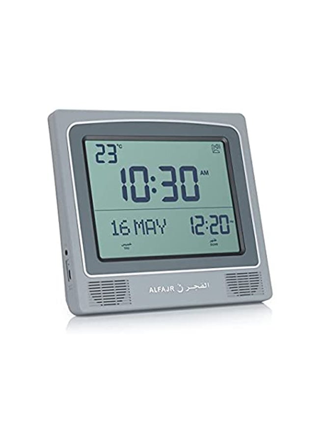 Digital Wall And Table Azan Clock For Prayer With Large LCD Display Plastic Square Grey 22 x 20cm