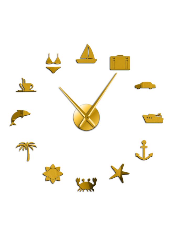 DIY Acrylic Hawaii Summer Trip Designed Wall Clock Sticker Gold 15x10x4.5cm