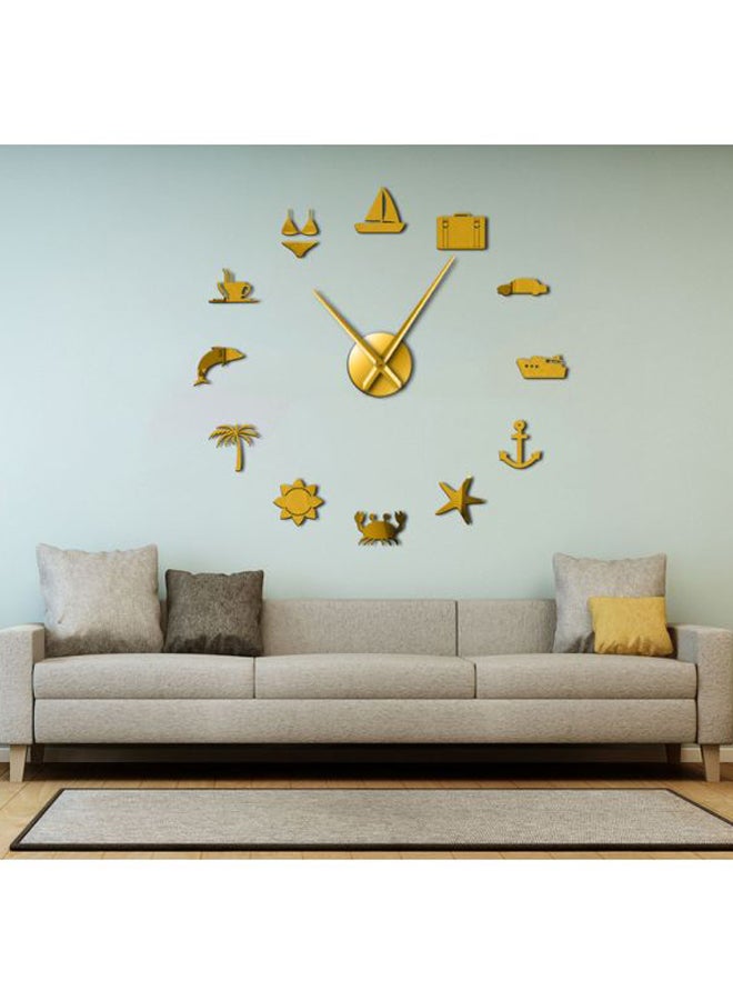 DIY Acrylic Hawaii Summer Trip Designed Wall Clock Sticker Gold 15x10x4.5cm