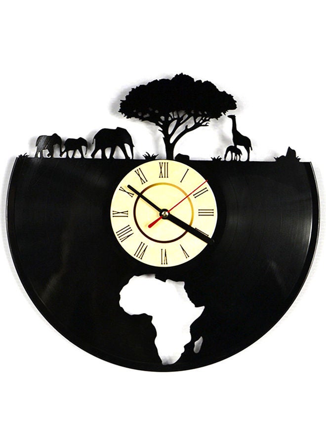African Animal Themed Wall Clock Black/Beige 45.00x6.00x35.00cm