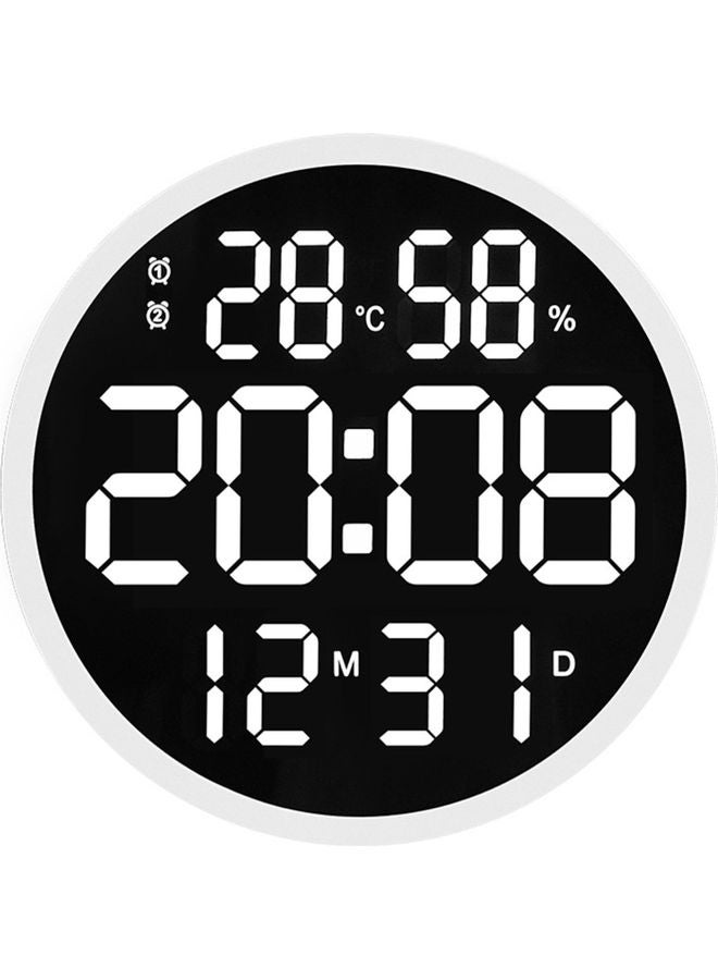 Silent Electronic Clock White/Black 12inch