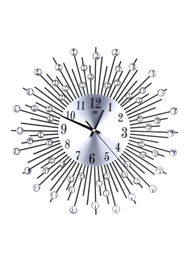 Large Decorative 3D Iron Art Wall Clock Silver