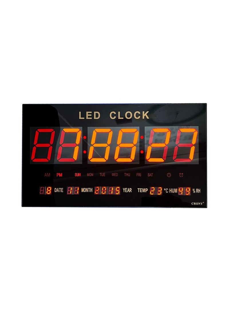 5828 LED Clock Digital LED Clock Wall Clock Office Clock, Shows Time, Date, Day, Temperature
