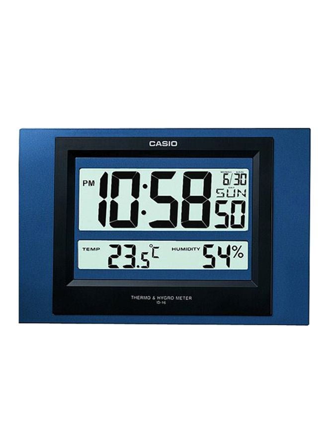 Rectangle Shaped Digital Wall Clock Blue/Black/Grey 19.5 x 29 x 2.4cm