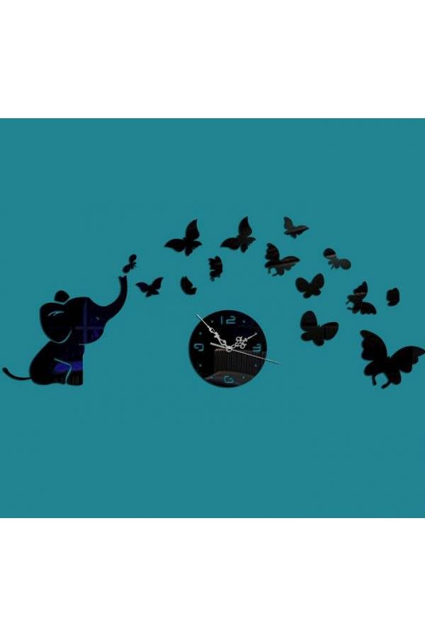 3D Acrylic Material Removable Wall Clock Black/Blue