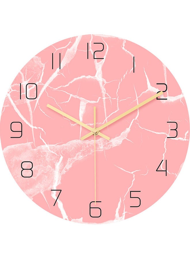 Light Luxury Marble Wall Clock Pink/White