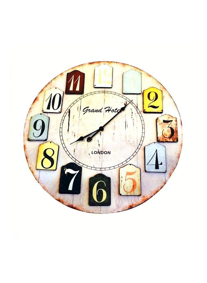 Retro London European Design Wooden Wall Clock Multicolour 58cm