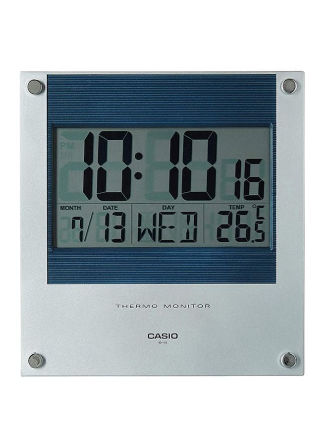 Square Shaped Digital Wall Clock Silver/Blue/Grey 236×221×25mm