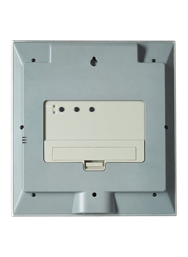 Square Shaped Digital Wall Clock Silver/Blue/Grey 236×221×25mm