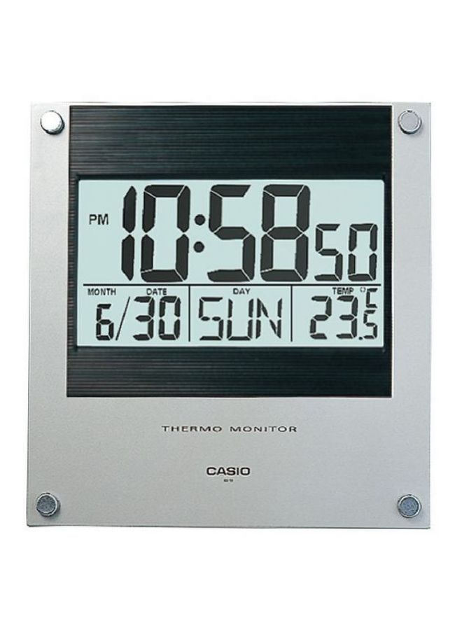 Square Shaped Digital Wall Clock Silver/Black/Grey