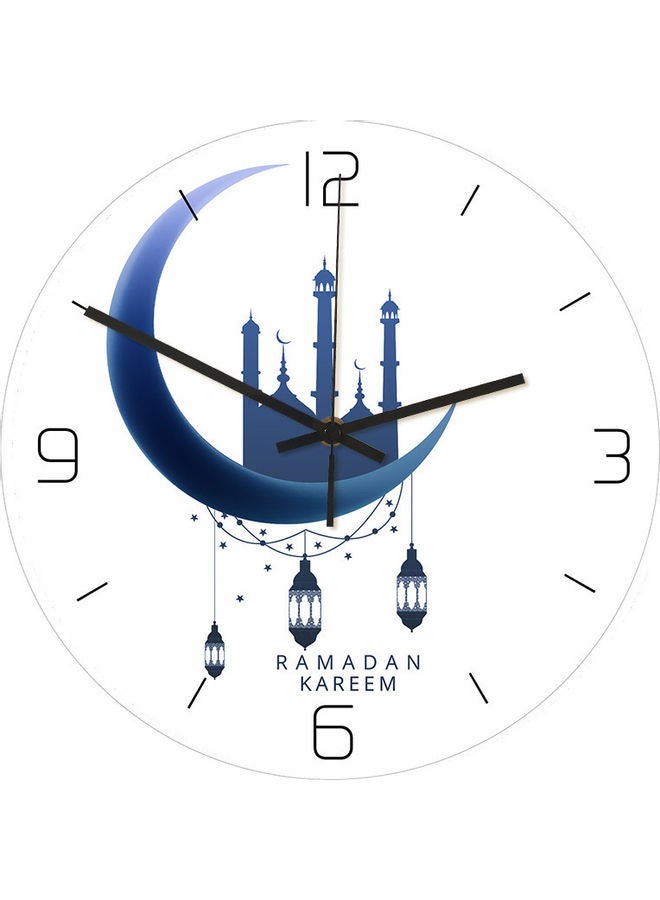 Ramadan Kareem Printed Wall Clock White/Blue 30cm