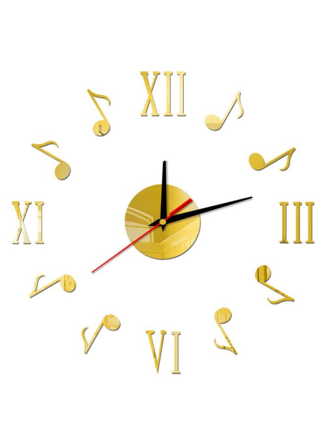 DIY Roman Numbers And Musical Notes Designed Wall Clock Gold 14x10x4cm