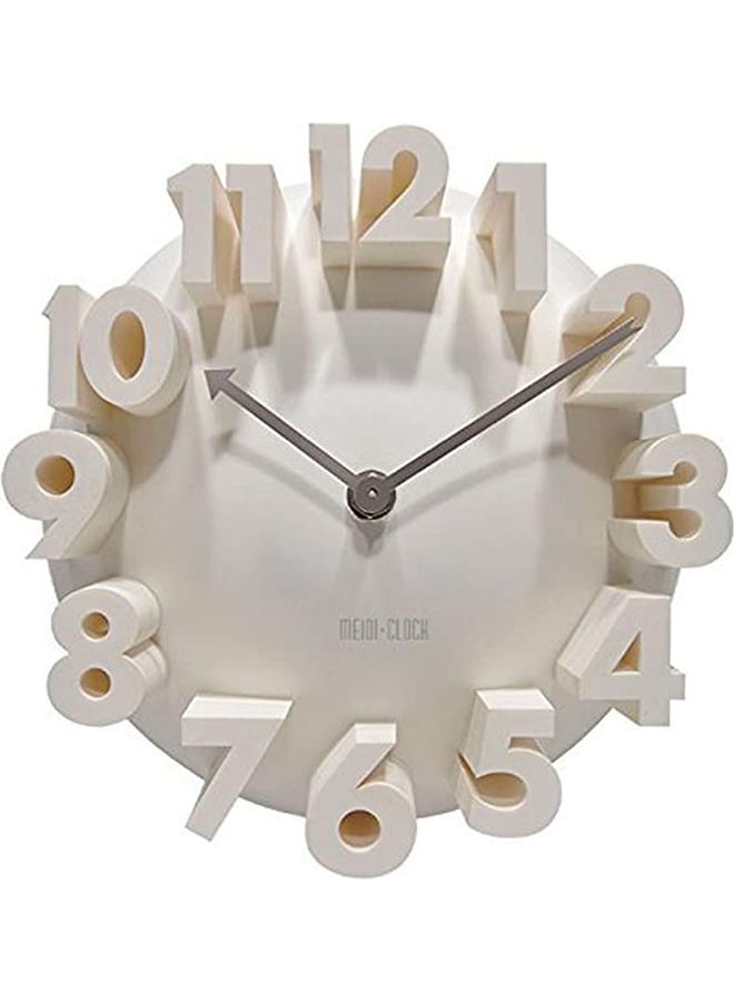 3D Contemporary Round Analog Wall Clock White 24cm
