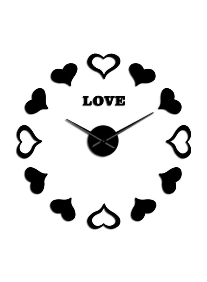 DIY Hearts Patterned Wall Clock Black 15x10x4.5cm