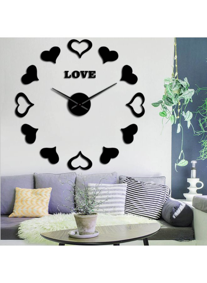 DIY Hearts Patterned Wall Clock Black 15x10x4.5cm
