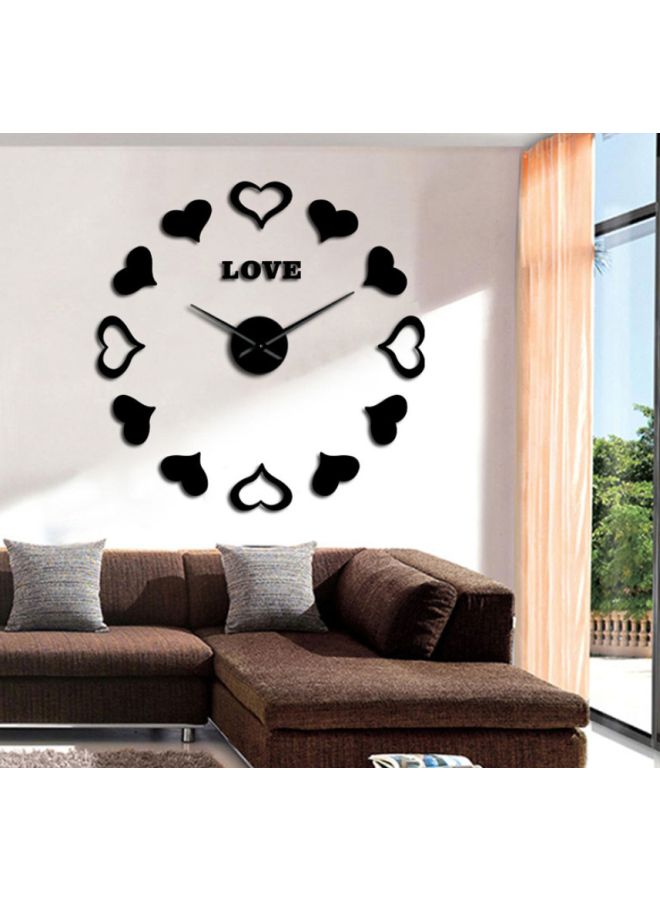 DIY Hearts Patterned Wall Clock Black 15x10x4.5cm