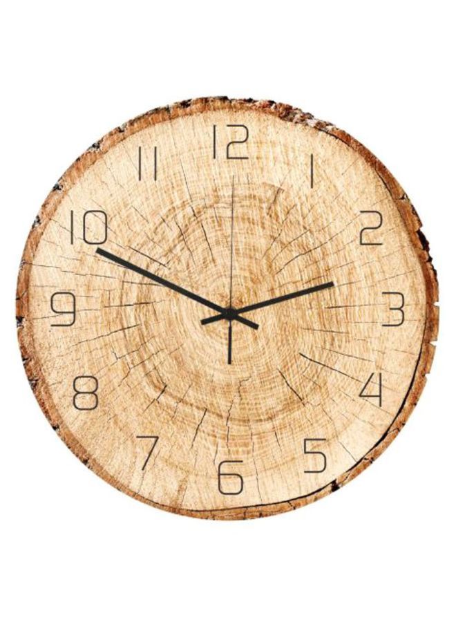 Wood Grain Pattern Round Shaped Wall Clock Beige/Brown/Black 32 x 32cm