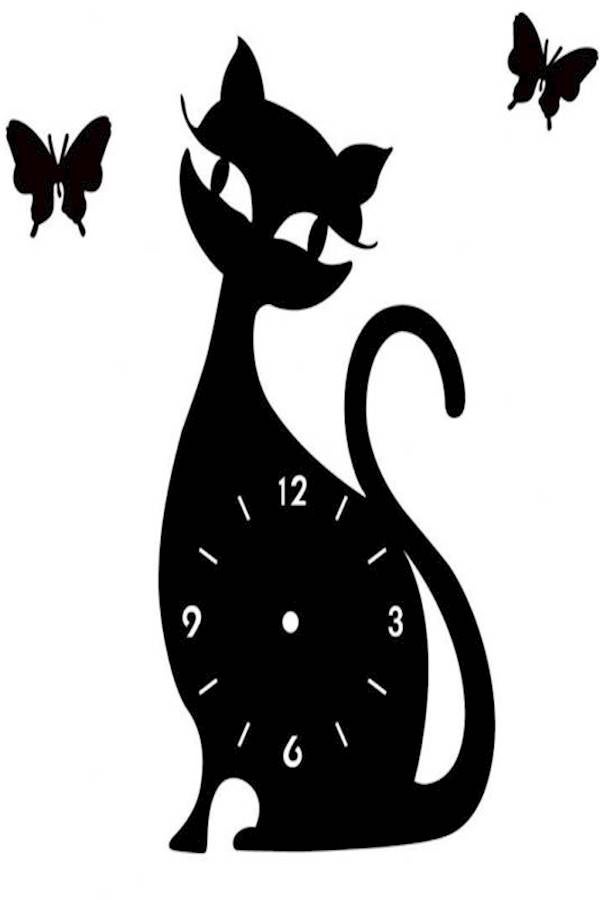 Fashion Creative Cat Pattern DIY Removable Wall Clock Multicolour