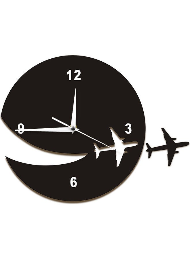 Airplane Themed Wall Clock Black