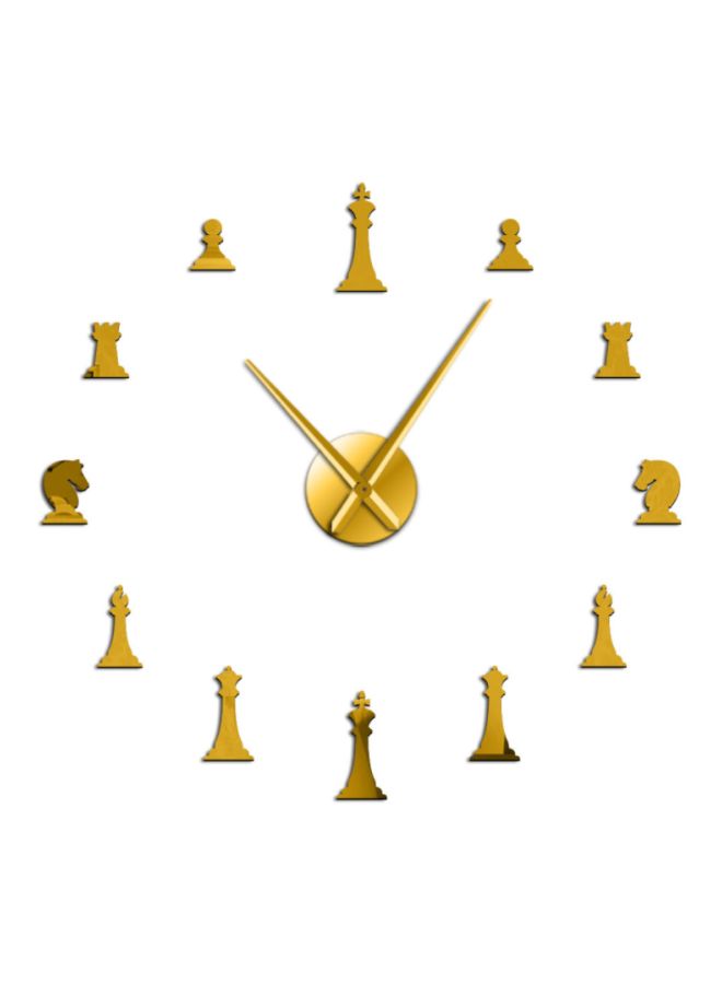 Chess Designed Wall Clock Gold 15x10x4.5cm