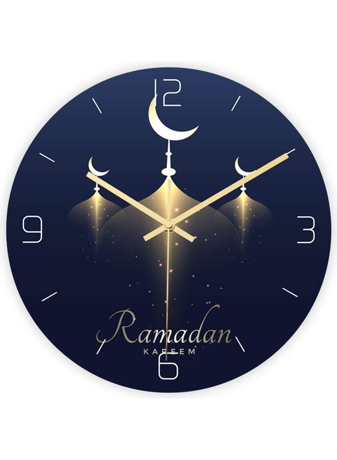 Ramadan Kareem Printed Wall Clock Sticker Blue/Yellow/White