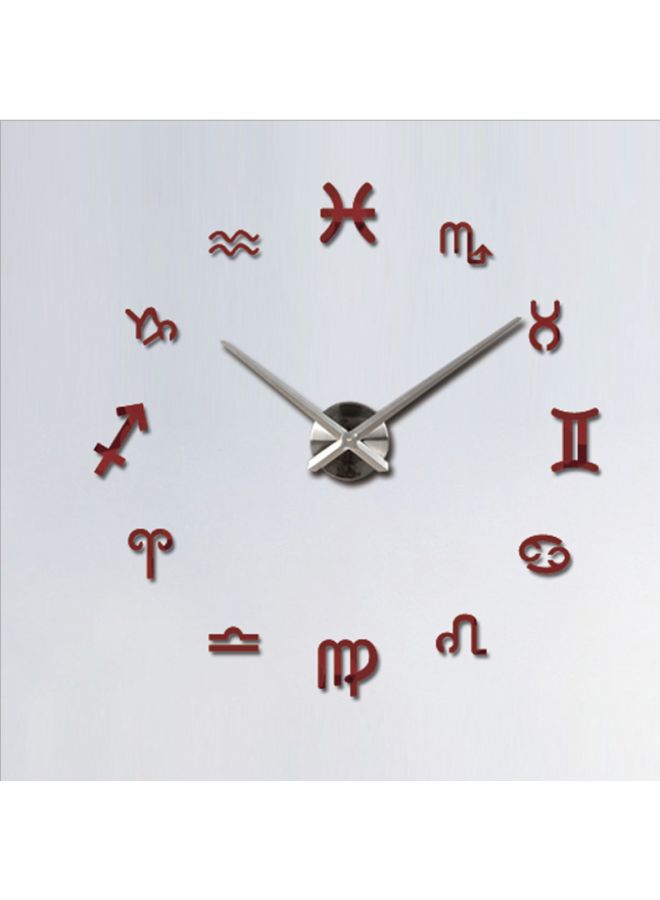 DIY Twelve Constellations Designed Wall Clock Red/Silver 15x10x4.5cm