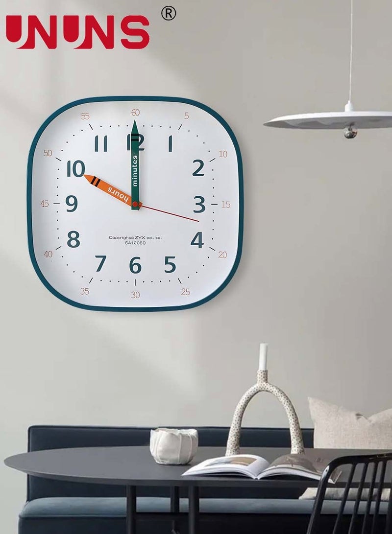 Wall Clock For Kids,Teaching Clock With Silent No-Ticking Sweep Quartz Mechanism,12 Inch Diameter,Wall Clock