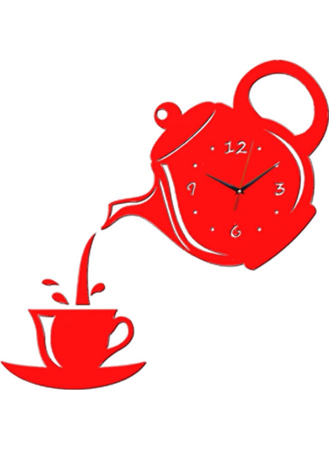 Teapot Decorative Wall Clock Red