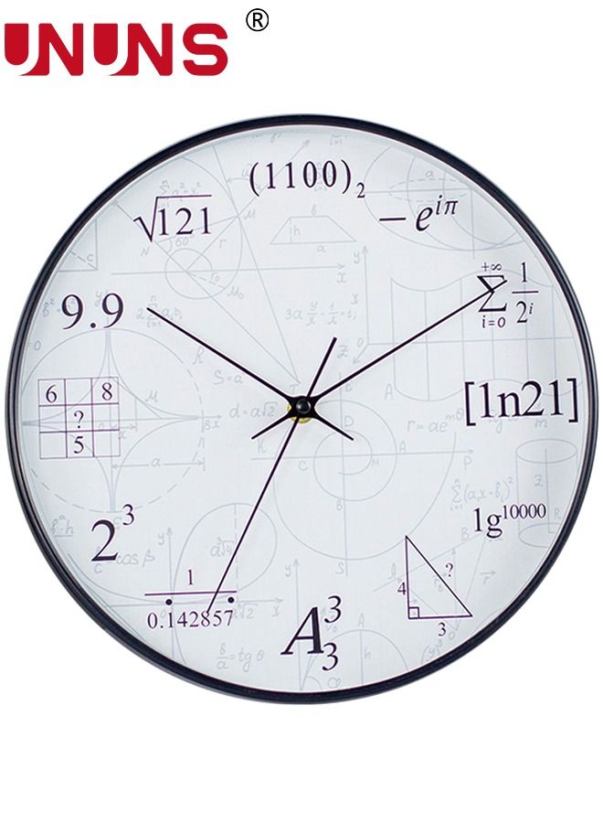 12 Inch Math Wall Clock, Unique Art Design, Mathematical Equations Wall Clock, Quartz Clock Unique Gift for Classroom Home Office