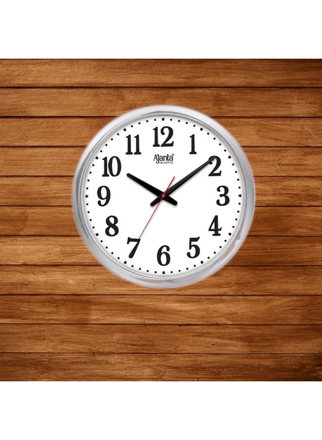 Office Real Silent Sweep Movement Wall Clock Silver
