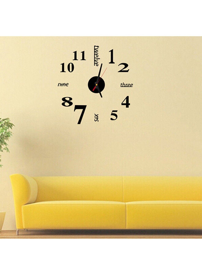Removable 3D Modern Big Wall Clock Stickers Black 45x45centimeter