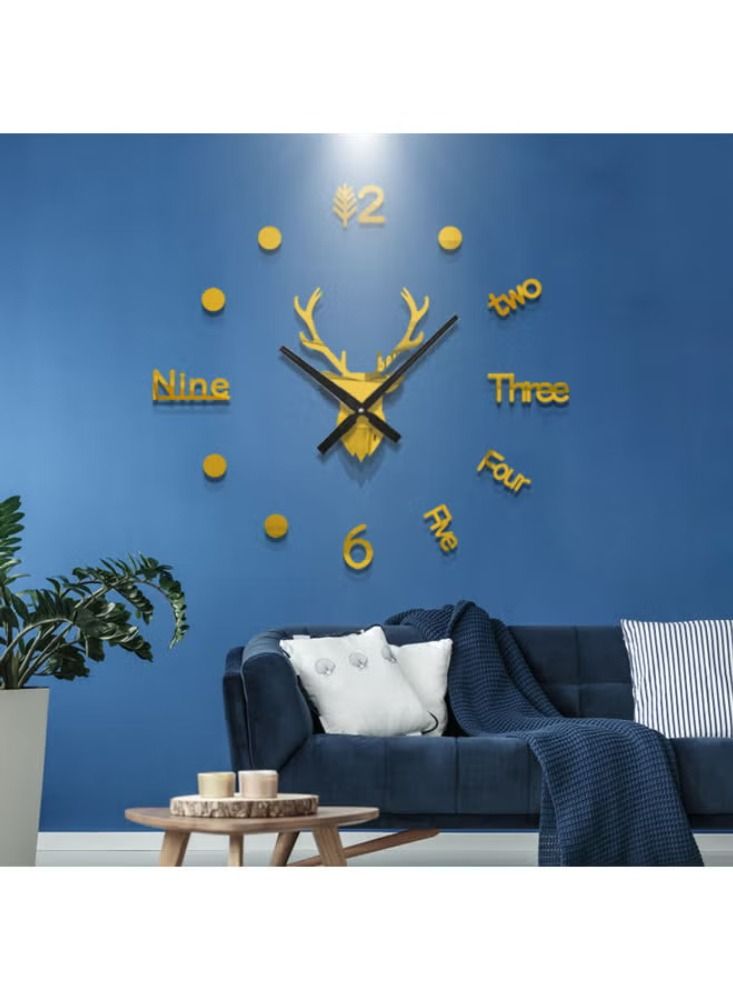 Large 3D Wall Clock Watch Clocks DIY Mirror Deer Head Stickers Art Deco Living Room Quartz Needle Europe horloge Home Decor