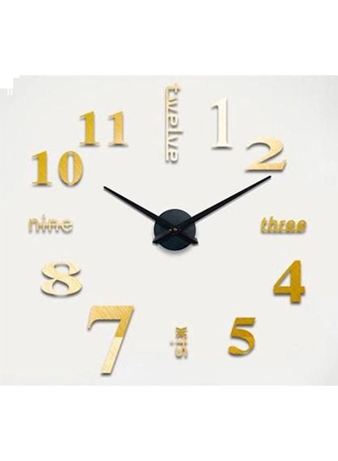Large Diy Quartz 3D Wall Clock Acrylic Sticker Letters And Number Wall Clock Gold