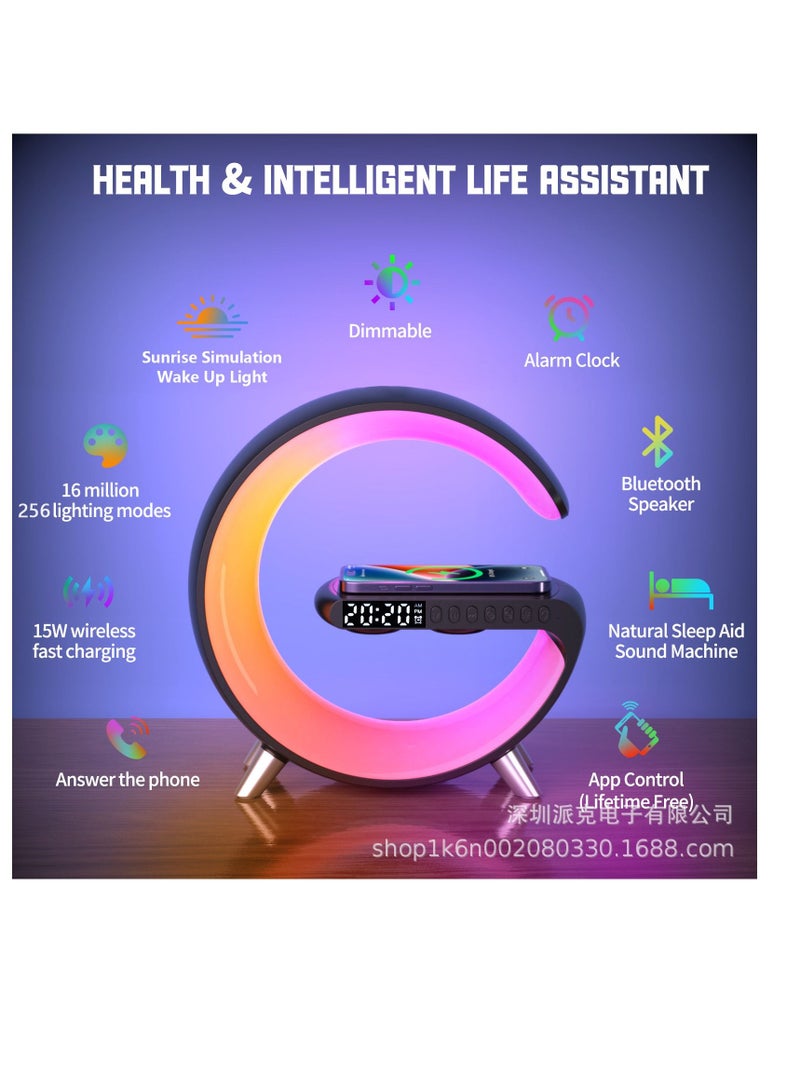 Alarm Clock With App Control Fast Wireless Charger RGB Light BT Speaker Sunrise