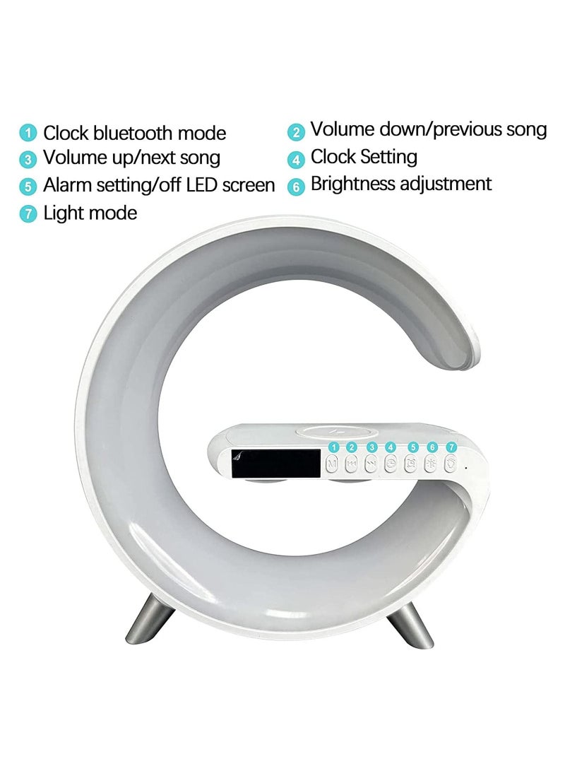 Smart Multi Functional Wireless Charger Atmosphere Lamp Music Speaker And Alarm Clock With App Control