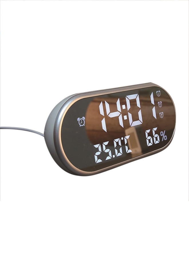 Temperature HD Led Display Desktop Clock White 18x8x5.7cm