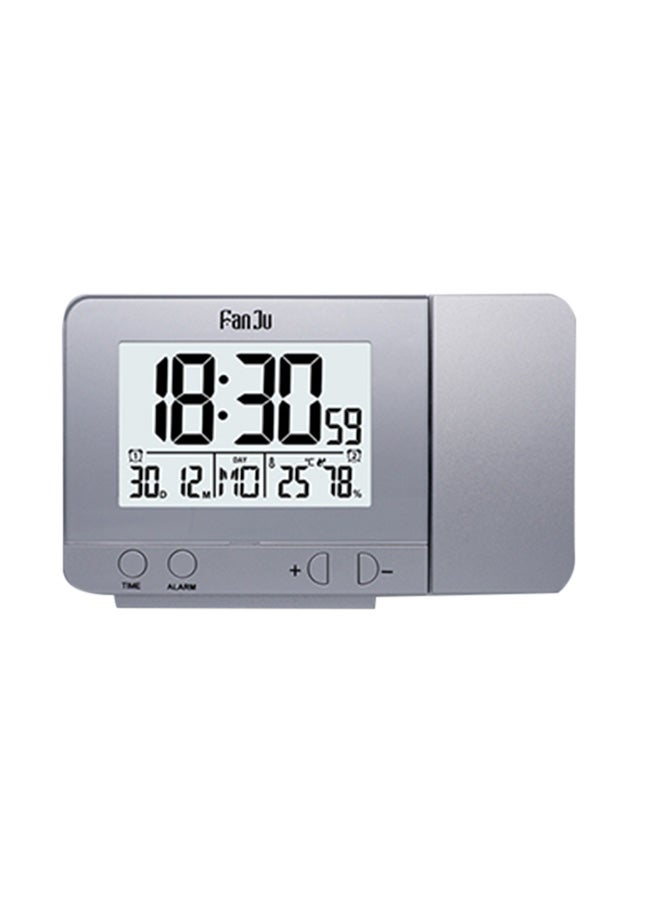 Time Projection Alarm Clock Silver 13.5 x 8.5cm