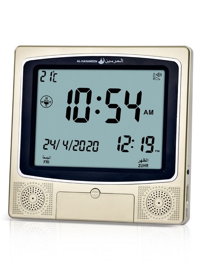 Muslim Digital Azan Clock For Prayer HA-4009 Gold