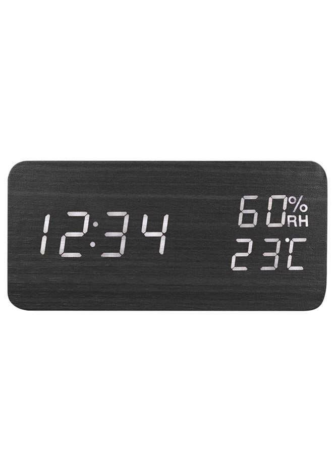Battery Powered Led Sound Control Alarm Clock Black 17 x 9 x 5.5centimeter