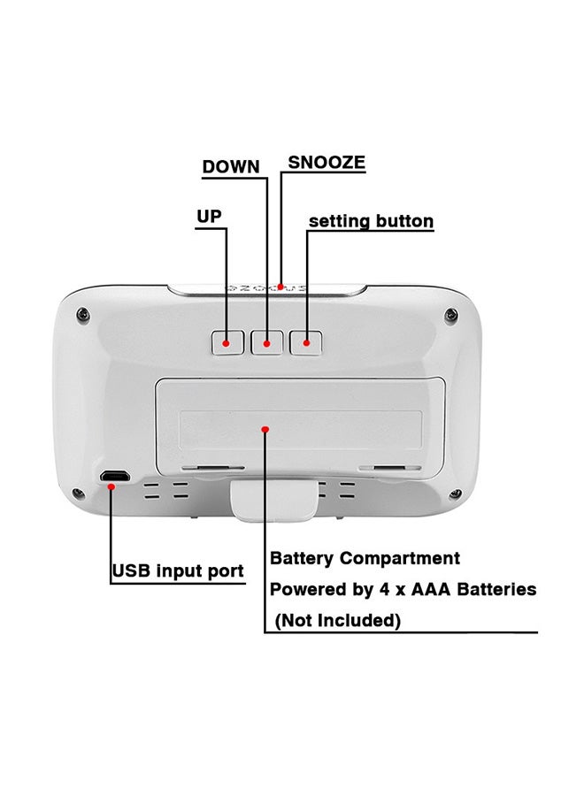 Usb Charge Voice Control Led Alarm Clock Black 12x6.6x2.5cm
