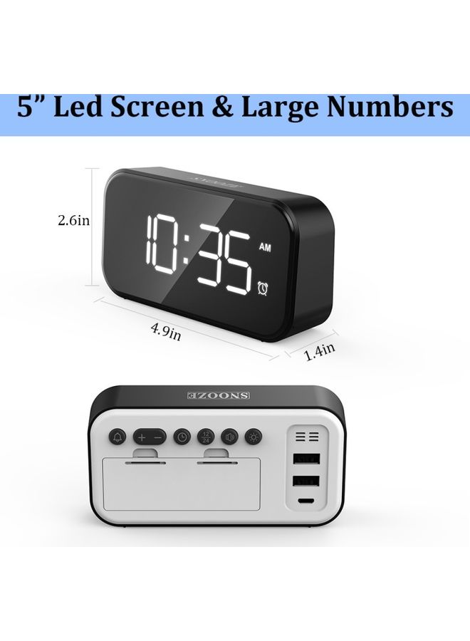 Digital Alarm Clock Black 12.8x6.6x3.5cm