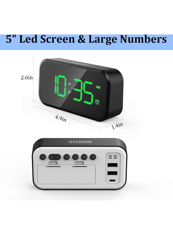 Digital Alarm Clock Black 12.8x6.6x3.5cm