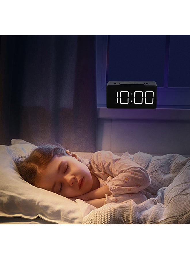 USB Charging LED Digital Display Alarm Clock Black