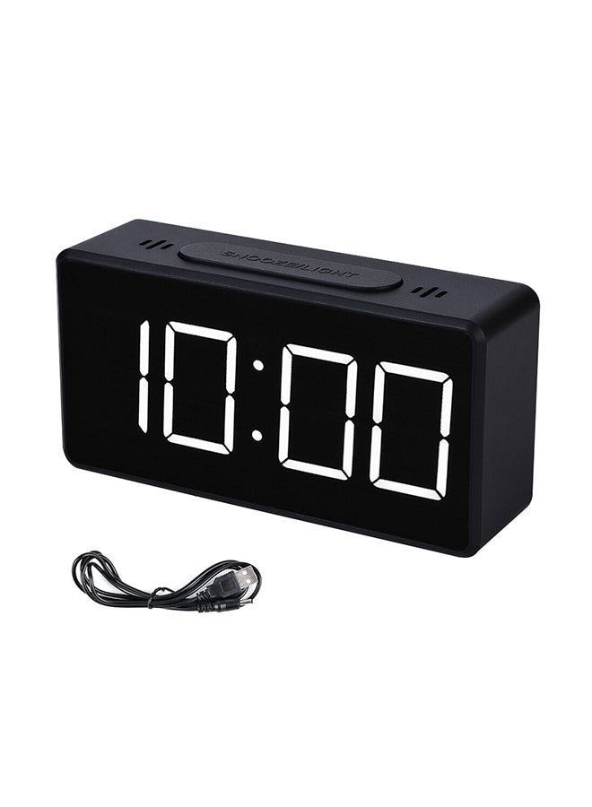 USB Charging LED Digital Display Alarm Clock Black
