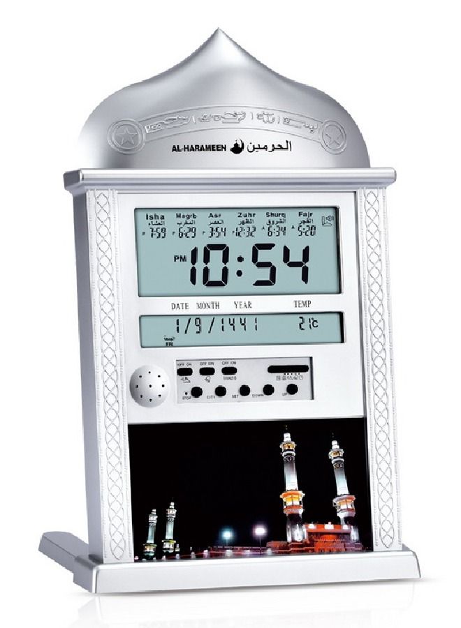 Muslim Digital Azan Clock For Prayer HA-4004 Silver