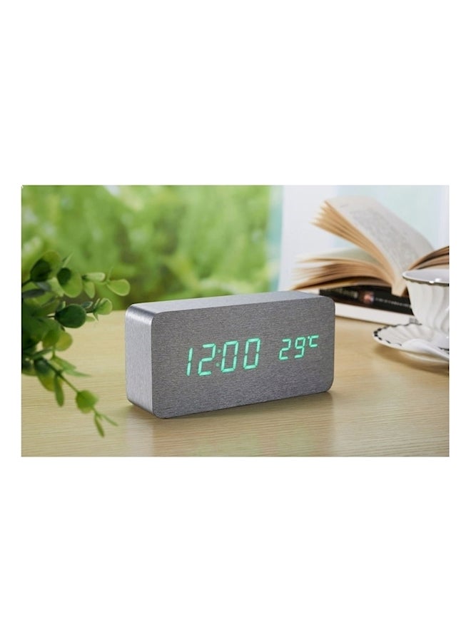 Alarm Clock With Temperature Display Silver