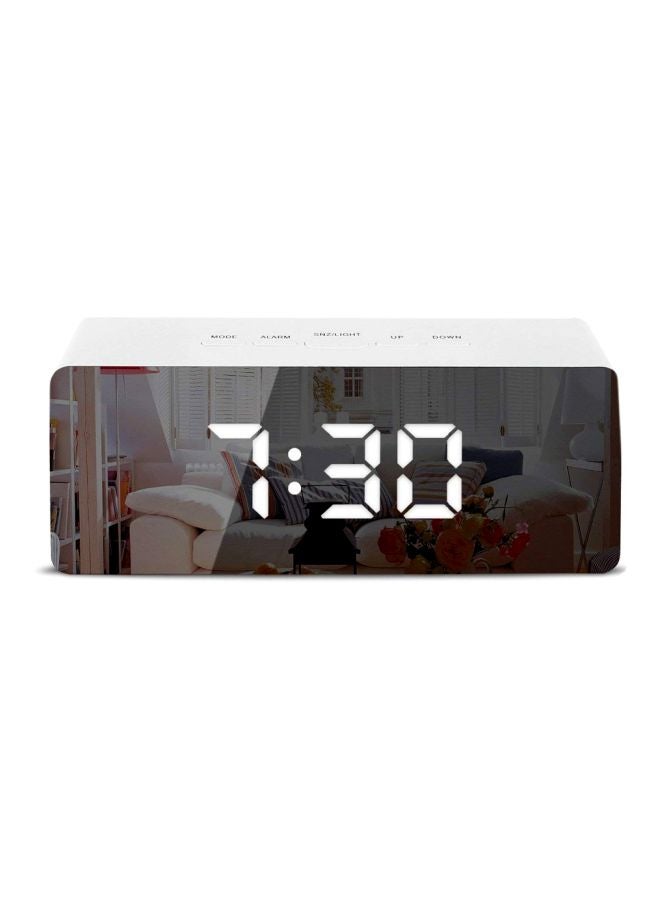 LED Digital Mirror Alarm Clock White/Black 14x5.5x3.5cm