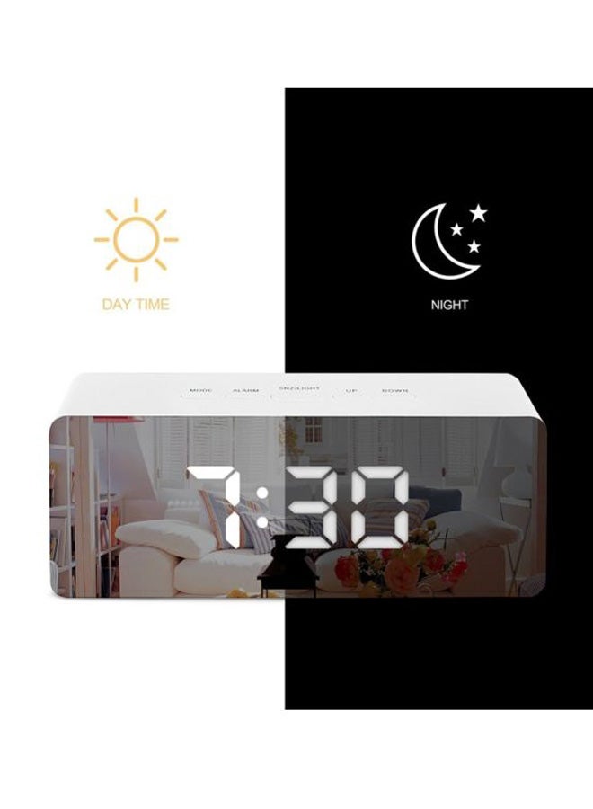 LED Digital Mirror Alarm Clock White/Black 14x5.5x3.5cm